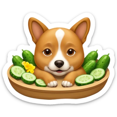 dog relaxing spa with cumcumbers IN EYES sticker