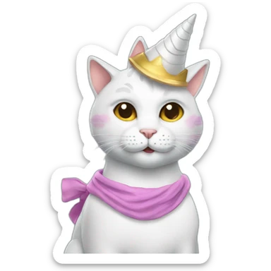 Cat in a unicorn costume with a hat sticker