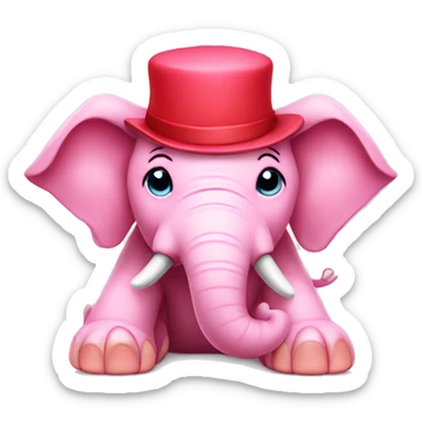 Pink elephant with red hat sticker