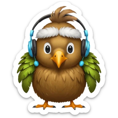 kiwi bird ai agent with headphone sticker