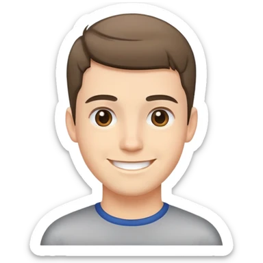 A young man with two block hair cut smiling sticker