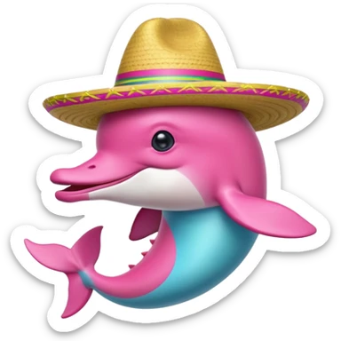 Delfin rosado con sombrero  sticker
