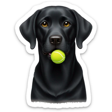 Black lab with tennis ball sticker