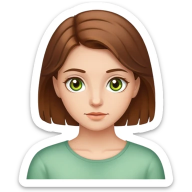 brown-haired girl indoors portrait with hazel green eyes sticker