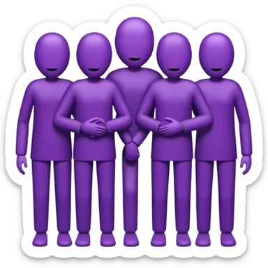 purple group without eyes and nose  holding hands sticker