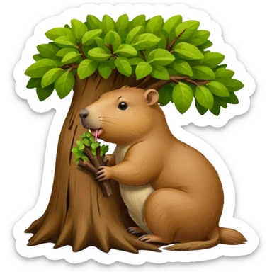 capibara chewing a tree sticker