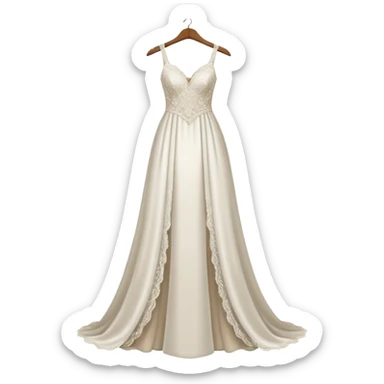 White sparkly wedding dress on a hanger sticker