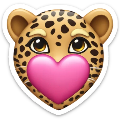 apple heart emoji pink leopard sticker