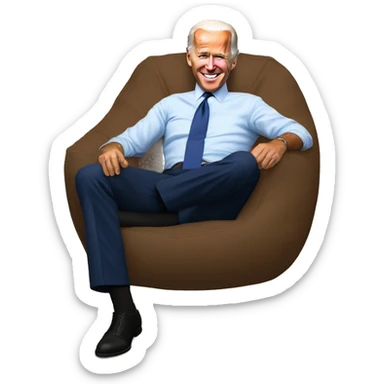 Joe Biden sitting in a bean bag sticker