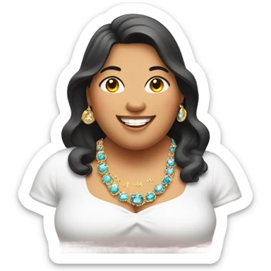 smiling overweight woman with jewelry indoors sticker