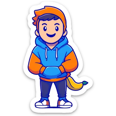 portrait of Mr. Beast, smiling, blue hoodie, energetic vibe sticker