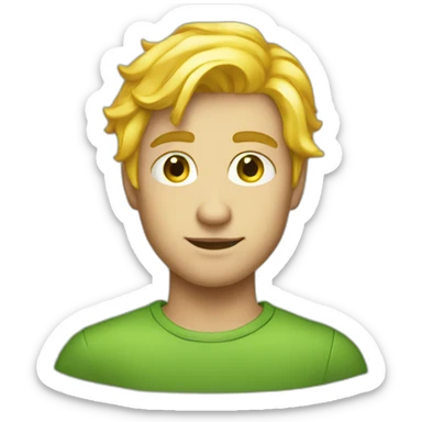 A beautiful person with yellow hair And long  and green eyes man  sticker