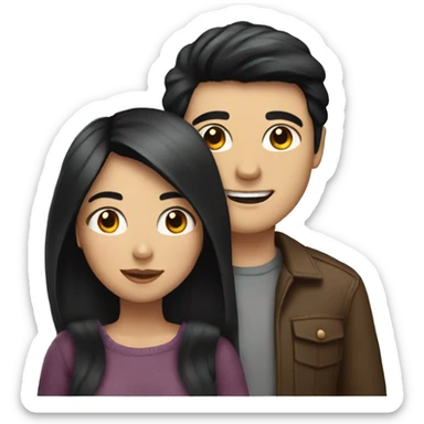 A couple of a girl with black hair and a guy with brown hair sticker