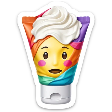 hand cream tube that is empty, crumpled, very wrinkled, cap on, no face, colorful and vibrant design, looks like a beauty product sticker