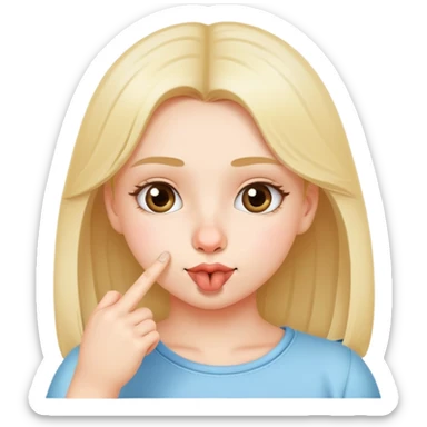 cute girl use her's finger in nose funny image sticker
