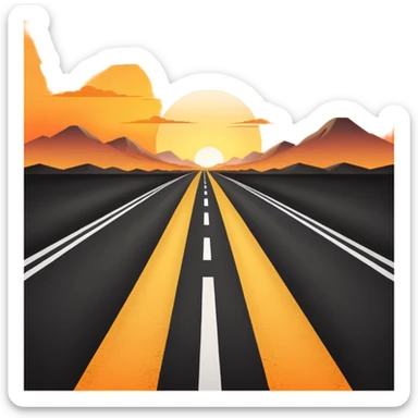 road with sunset sticker