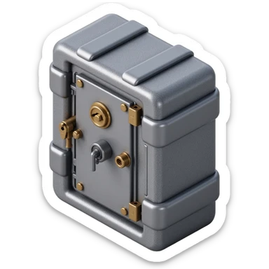 a secure bank vault, face on, skeuomorphism style, metallic textures, realistic details, shiny lock, heavy door, 3D effect sticker