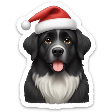 newfoundland dog with christmas hat sticker