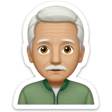 abuelo con pelo blanco, ojos cafés y ropa verde sticker
