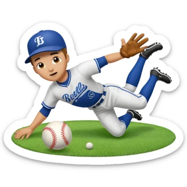 baseball player diving to catch the ball sticker