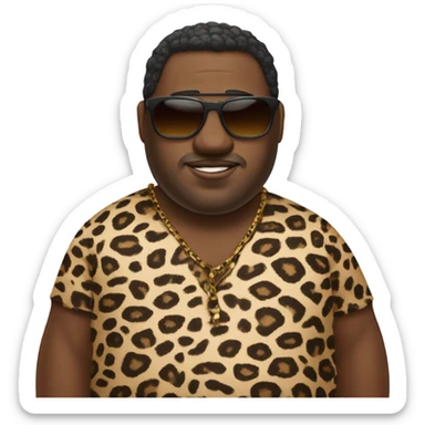 One chubby African guy, with leopard print clothing and sunglasses  sticker