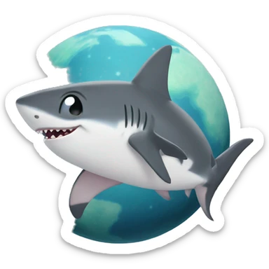 Baby shark on the moon  sticker