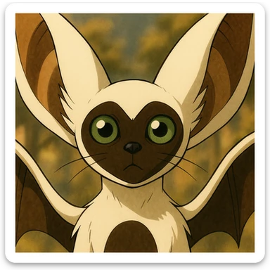 Momo from Avatar: The Last Airbender, anime style, close-up sticker
