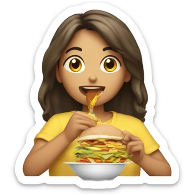 Chica comiendo sticker