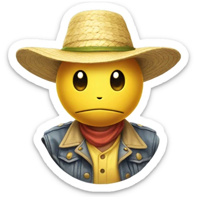 yellow sphere head of pokemon character wearing strawhat sticker