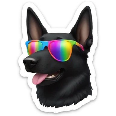 Black German Shepard with rainbow sunglasses sticker