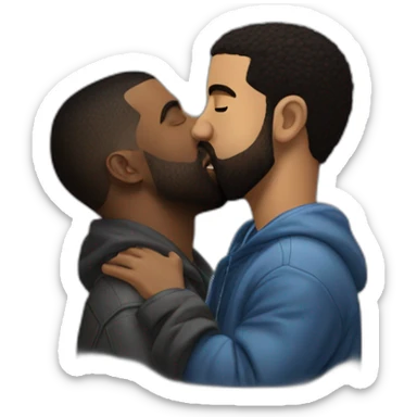 Drake kissing Kanye west on the cheek sticker