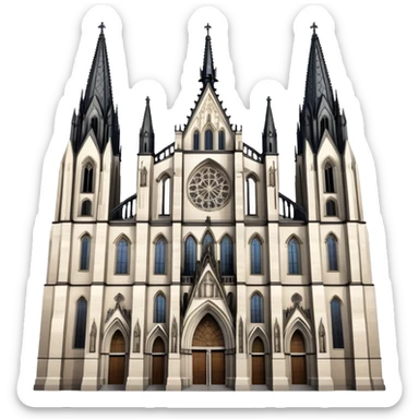 Cinematic Realistic Cologne Cathedral Landmark Emoji, showcasing Gothic architecture rendered with detailed stone textures and majestic, dynamic lighting. sticker