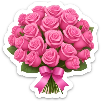 huge bouquet of pink roses with a ribbon  sticker