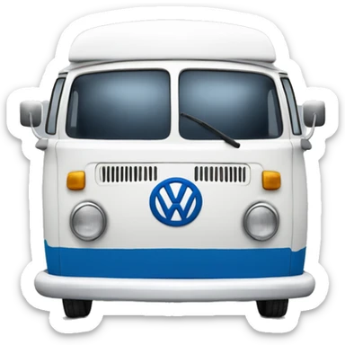 A blue and white 1977 vw bus sticker
