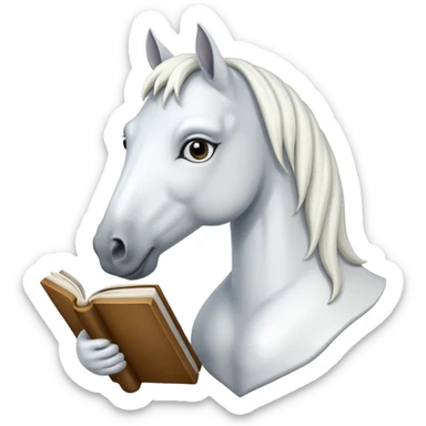  white horse with book sticker