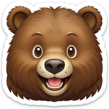 Playful Russian brown bear head, grinning, front view sticker