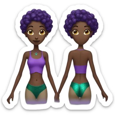 skinny black woman like a mixe between mermaid and elf in purple sticker