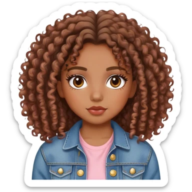 Fille ado aesthetic brune tysmé blush curly hair jean et top sticker
