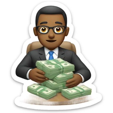 Banker counting money sticker