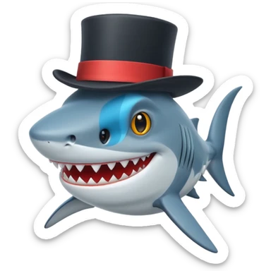 Shark with a top hat kwe sticker