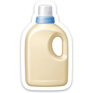 detergent bottle, cream colored, small white cap sticker