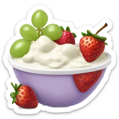 fruit yogurt bowl with strawberries and grapes sticker
