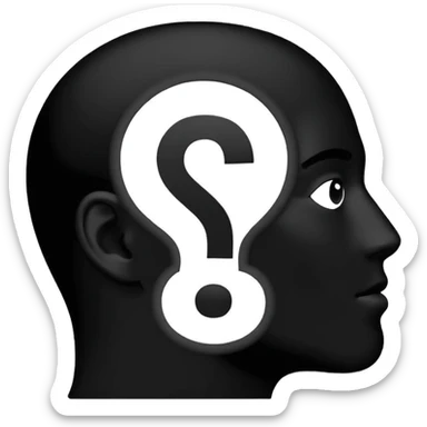 silhouette of a man with a question mark sticker