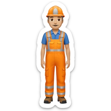 mature engineer hi-vis orange overalls standing full body sticker