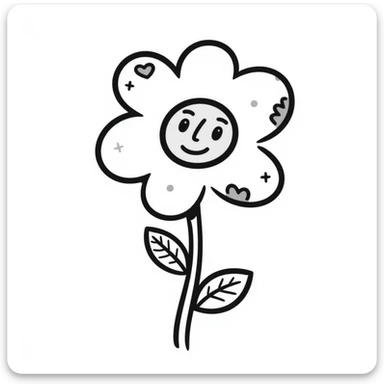 hand drawn doodle flower with playful accents sticker