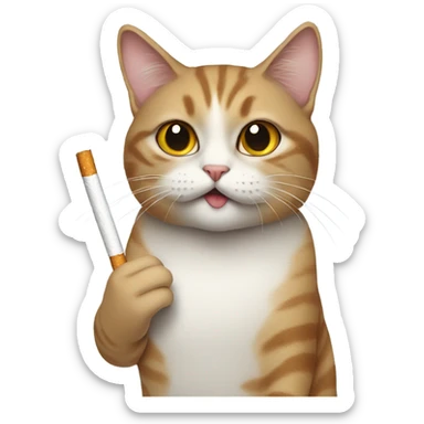cat with cigarette  sticker