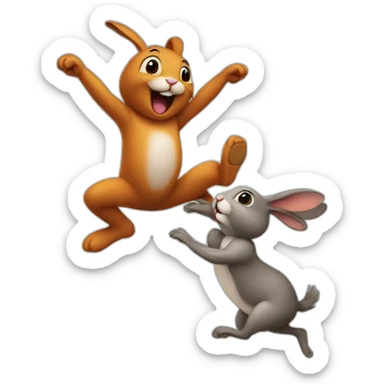Rabbit dancing with ant sticker