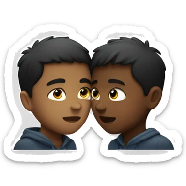 Two boys kissing one darker than the other sticker