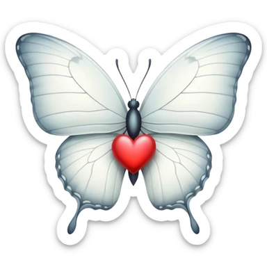 white butterfly heart sticker