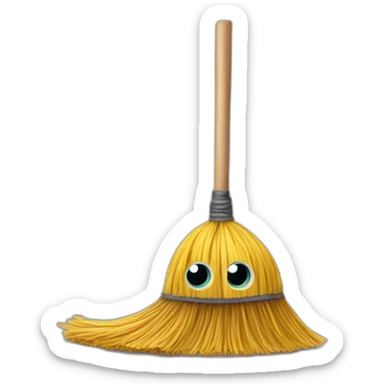 broom with eyes sticker
